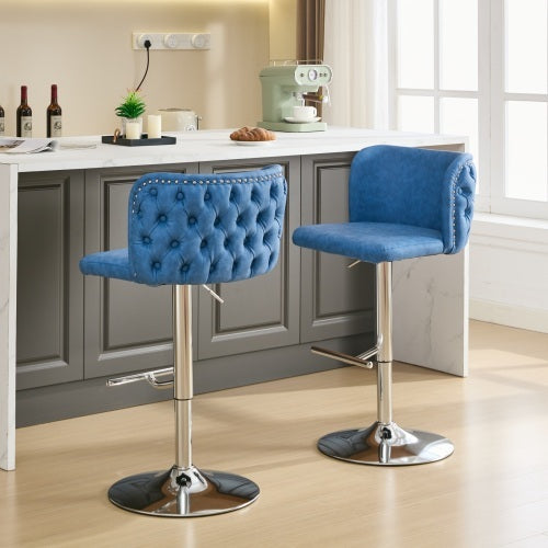 Furniture,Swivel Barstools Adjusatble Seat Height, Modern PU Upholstered Bar Stools With The Whole Back Tufted, For Home Pub And Kitchen Island