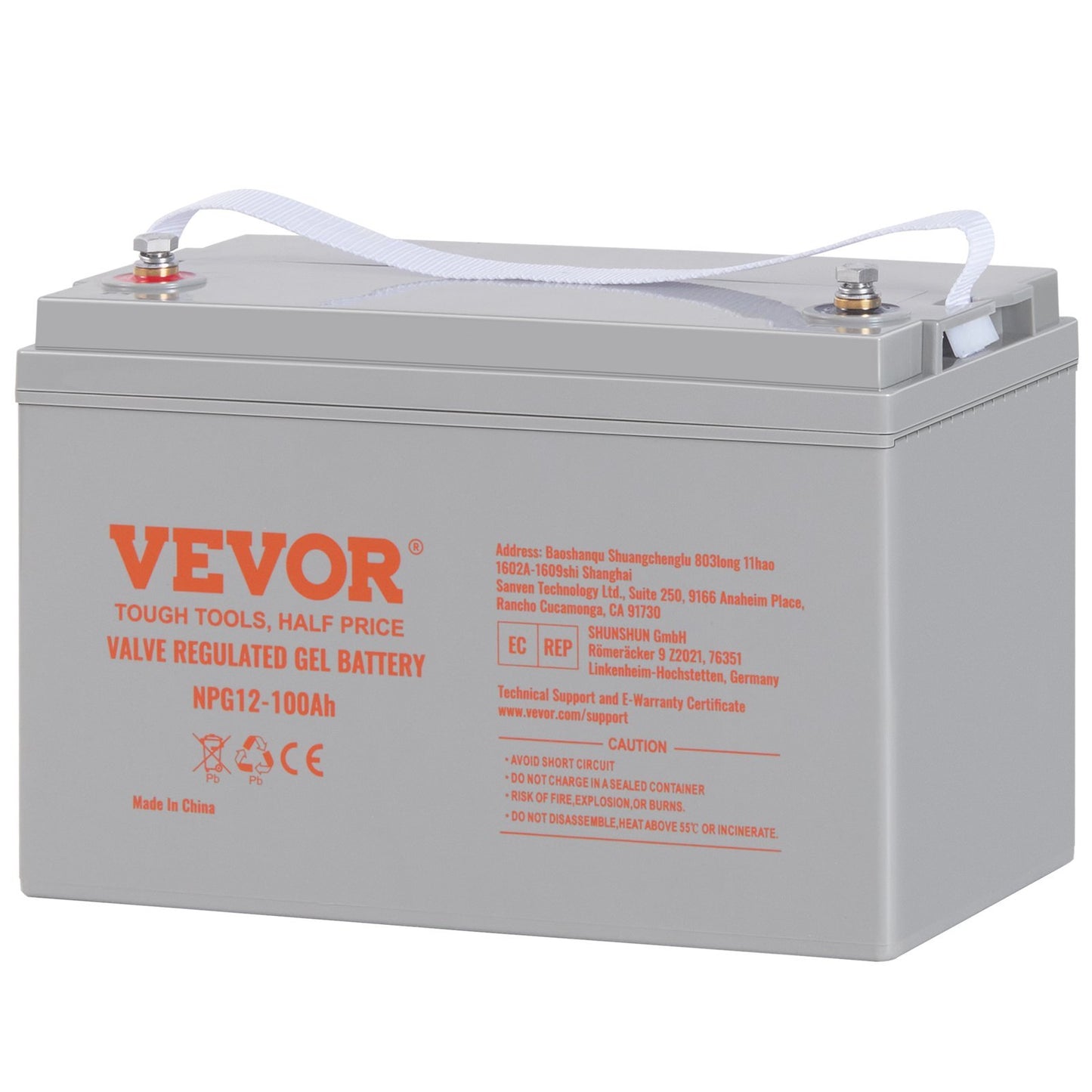VEVOR Deep Cycle Battery, 12V100AH, AGM Marine Rechargeable Battery, High Self-Discharge Rate 800A Current, For RV Solar Marine Off-Grid Applications UPS Backup Power System