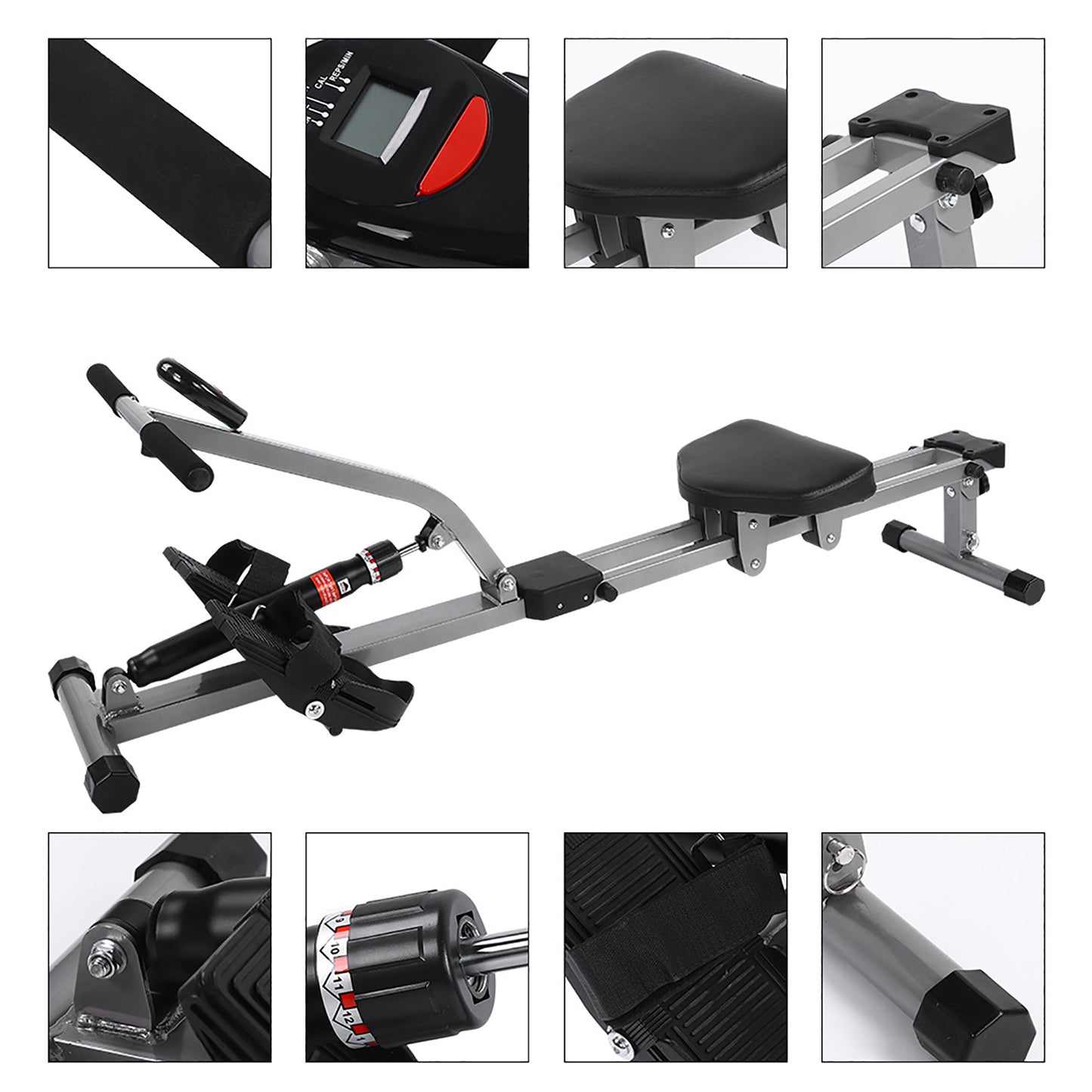 Steel Rowing Machine Cardio Rower Workout Body Training Home Gym Fitness Accessory