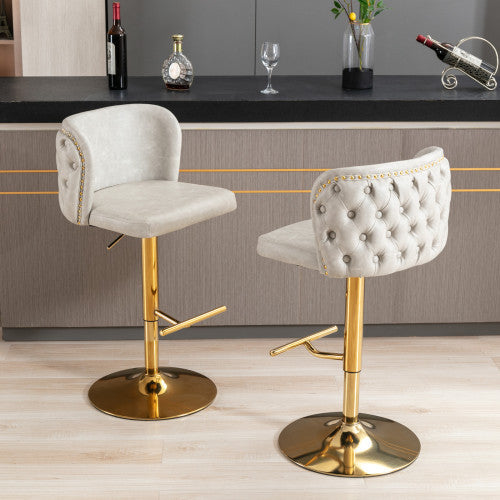 Furniture,Swivel Barstools Adjusatble Seat Height, Modern PU Upholstered Bar Stools With The Whole Back Tufted, For Home Pub And Kitchen Island