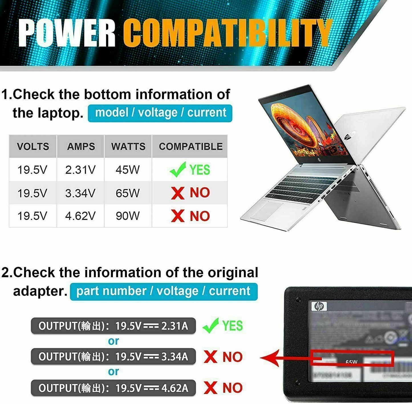 NEW 45W 19.5V 2.31A AC Adapter Charger For Laptop Power Supply Cord 4.5mm