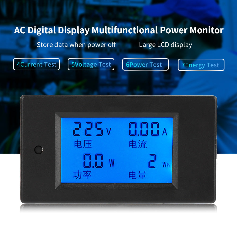 PEACEFAIR PZEM-021 LCD Display Digital AC Voltage Current Power Energy Meter 20A AC80-260V