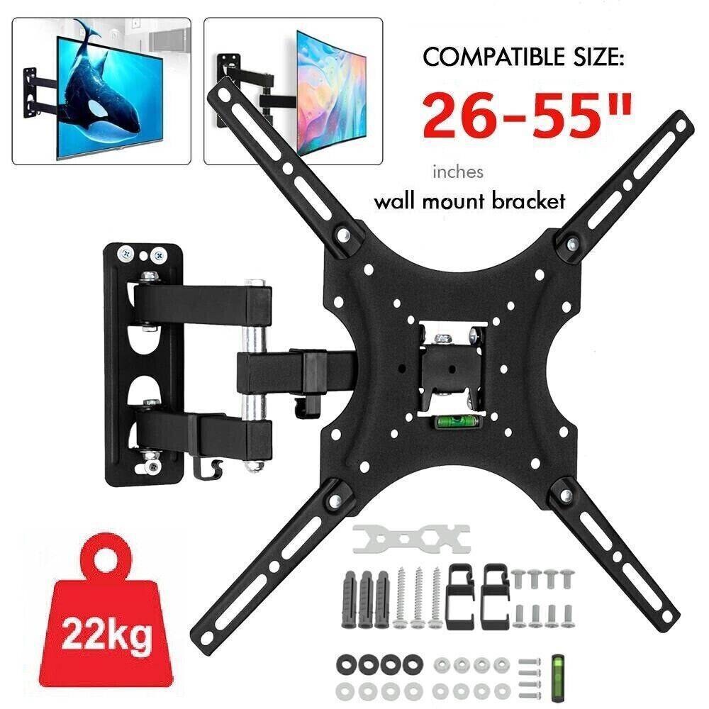 Full Motion TV Wall Mount Bracket Swivel Tilt For 32 36 37 40 42 46 49 50 55inch