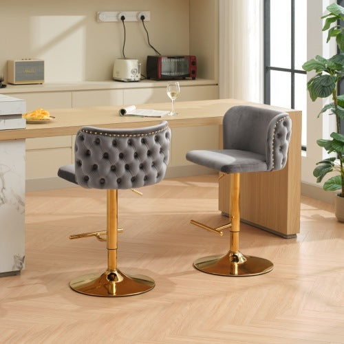 Furniture,Swivel Barstools Adjusatble Seat Height, Modern PU Upholstered Bar Stools With The Whole Back Tufted, For Home Pub And Kitchen Island