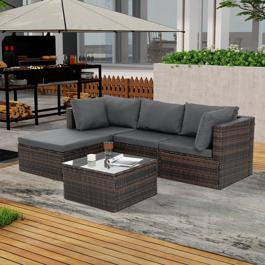 Patio Furniture, Outdoor Furniture, Seasonal PE Wicker Furniture, 5 Set Wicker Furniture With Temper