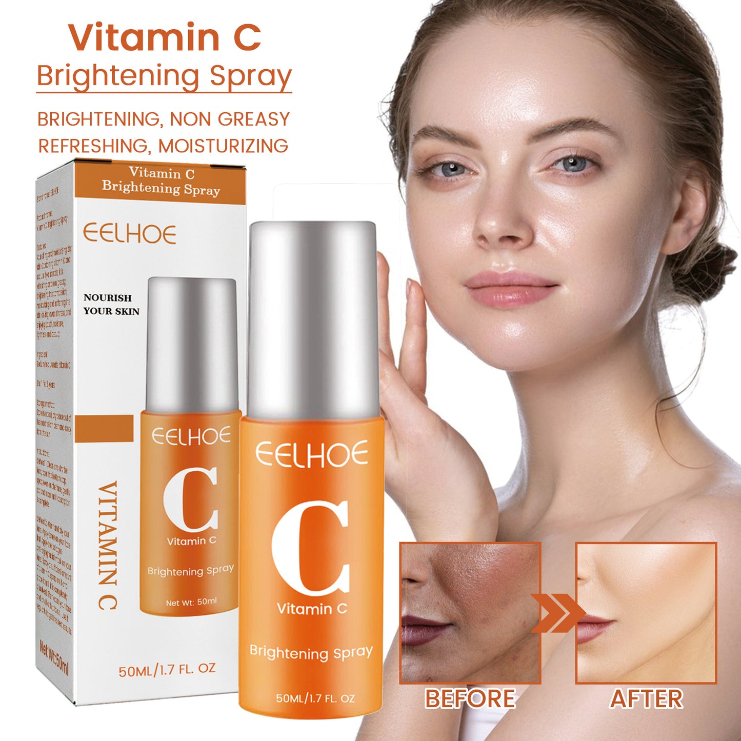 EELHOE Vitamin C Moisturizing Spray Moisturizing And Moisturizing Skin Lightening Acne Spots Rejuvenating And Whitening Spray